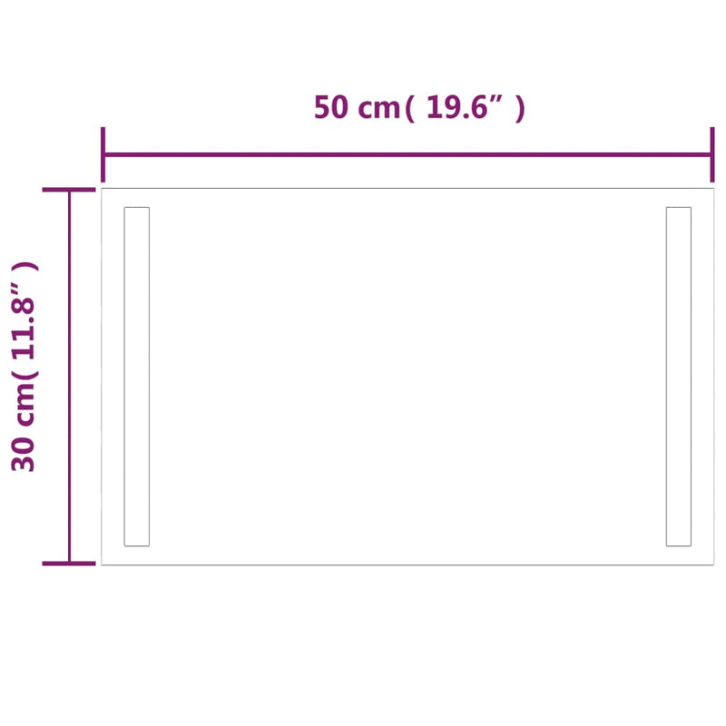 vidaXL LED-es fürdőszobatükör 30 x 50 cm