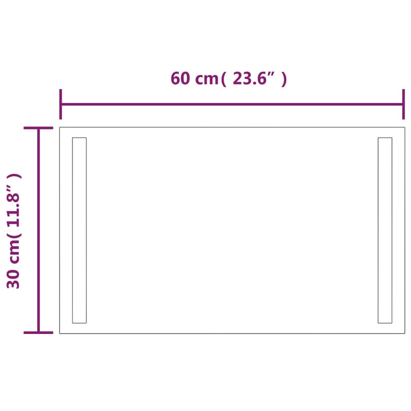 vidaXL LED-es fürdőszobatükör 30x60 cm