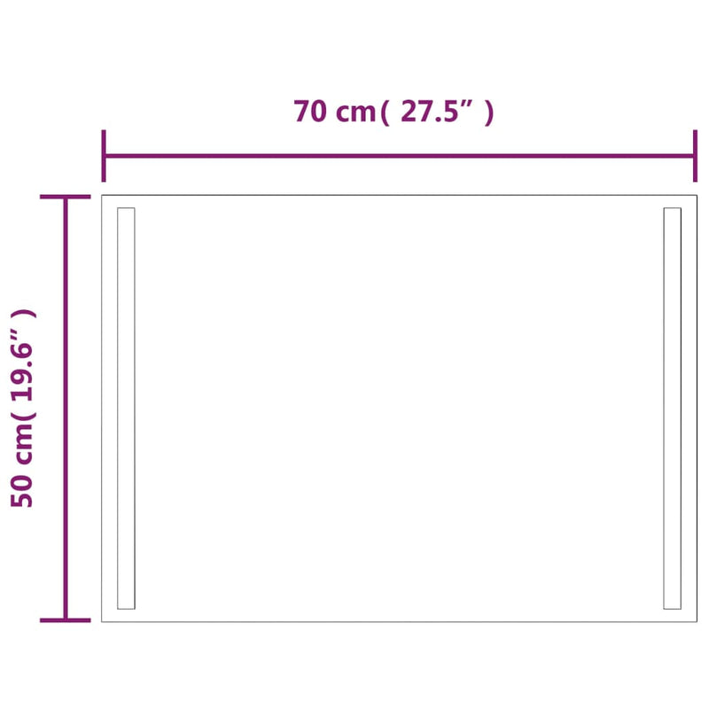 vidaXL LED-es fürdőszobatükör 50 x 70 cm