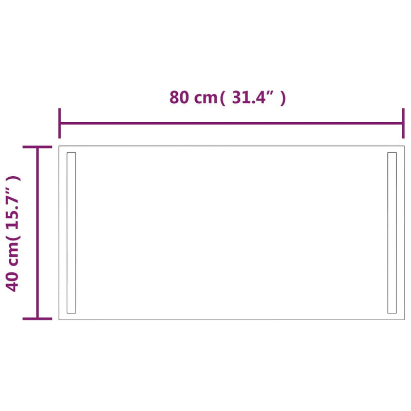 vidaXL LED-es fürdőszobatükör 40x80 cm