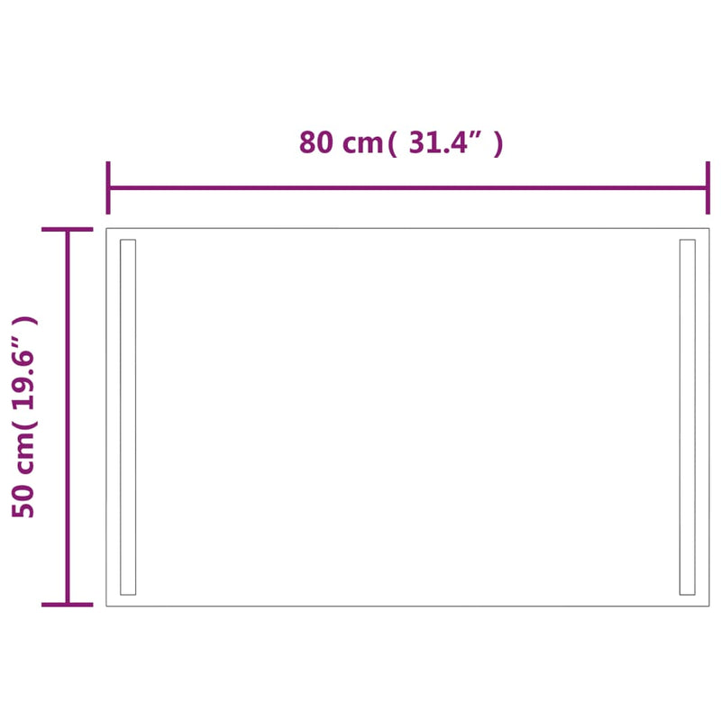 vidaXL LED-es fürdőszobatükör 50x80 cm