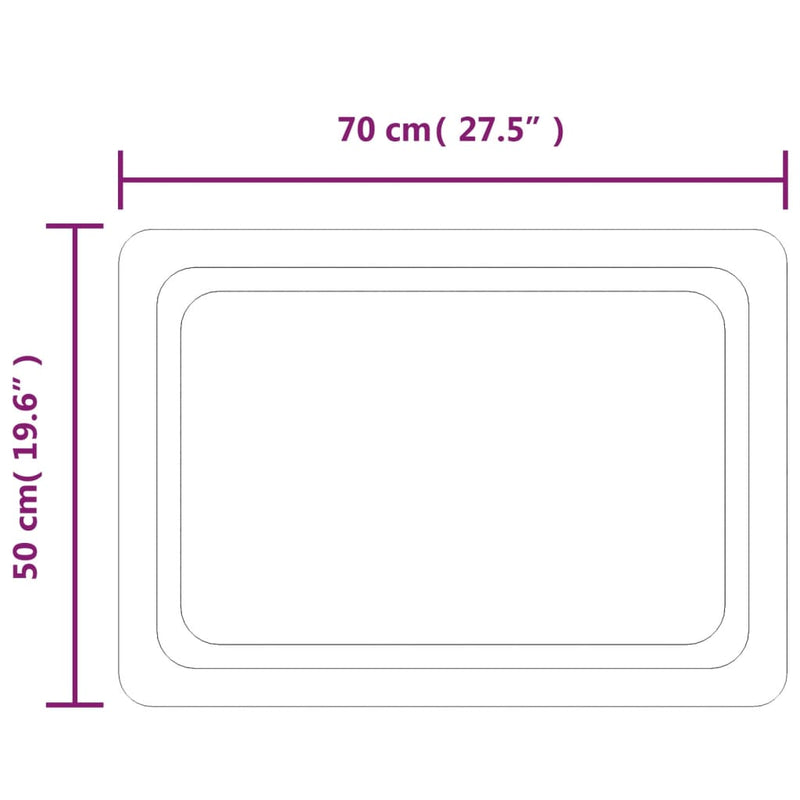 vidaXL LED-es fürdőszobatükör 50 x 70 cm