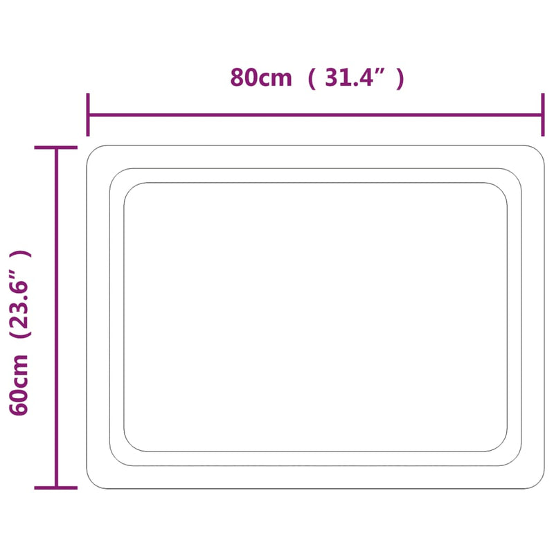vidaXL LED-es fürdőszobatükör 60x80 cm