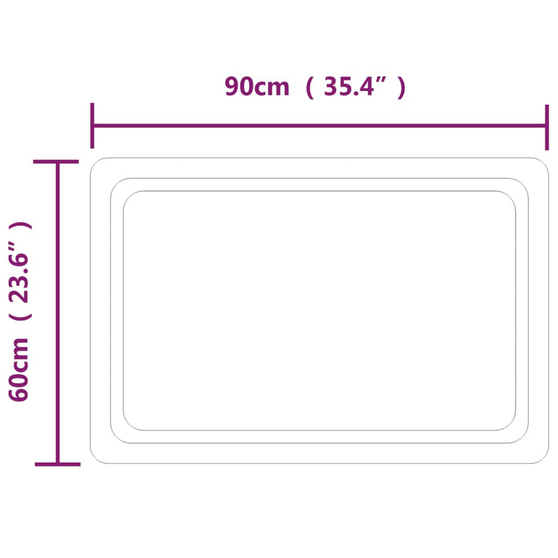 vidaXL LED-es fürdőszobatükör 60x90 cm