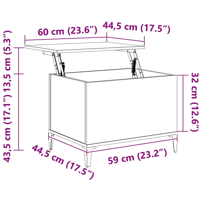 vidaXL betonszürke szerelt fa dohányzóasztal 60 x 44,5 x 45 cm