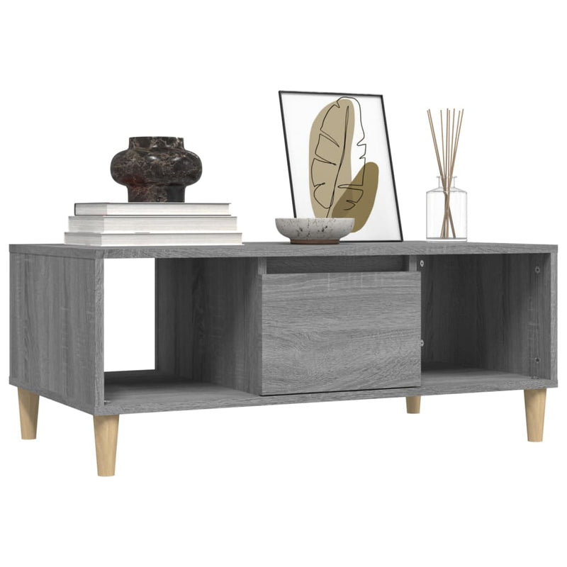 vidaXL szürke sonoma színű szerelt fa dohányzóasztal 90 x 50 x 36,5 cm