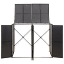 vidaXL fekete polyrattan dupla kerekeskuka tárolófészer 140x80x117 cm