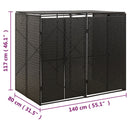 vidaXL fekete polyrattan dupla kerekeskuka tárolófészer 140x80x117 cm