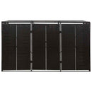 vidaXL fekete polyrattan hármas kerekeskuka tárolófészer 207x80x117 cm