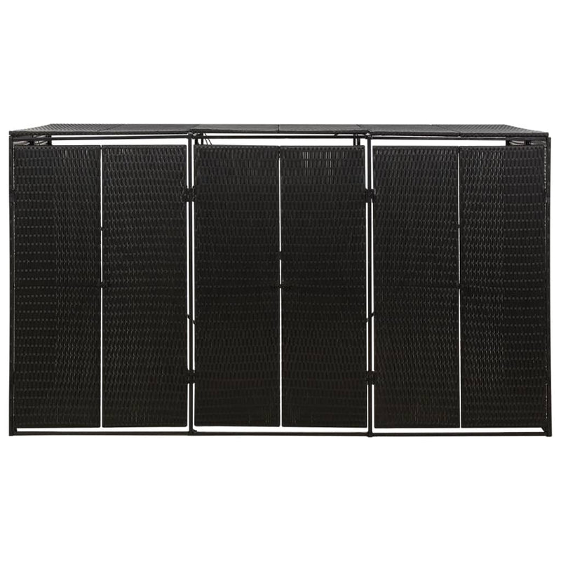 vidaXL fekete polyrattan hármas kerekeskuka tárolófészer 207x80x117 cm