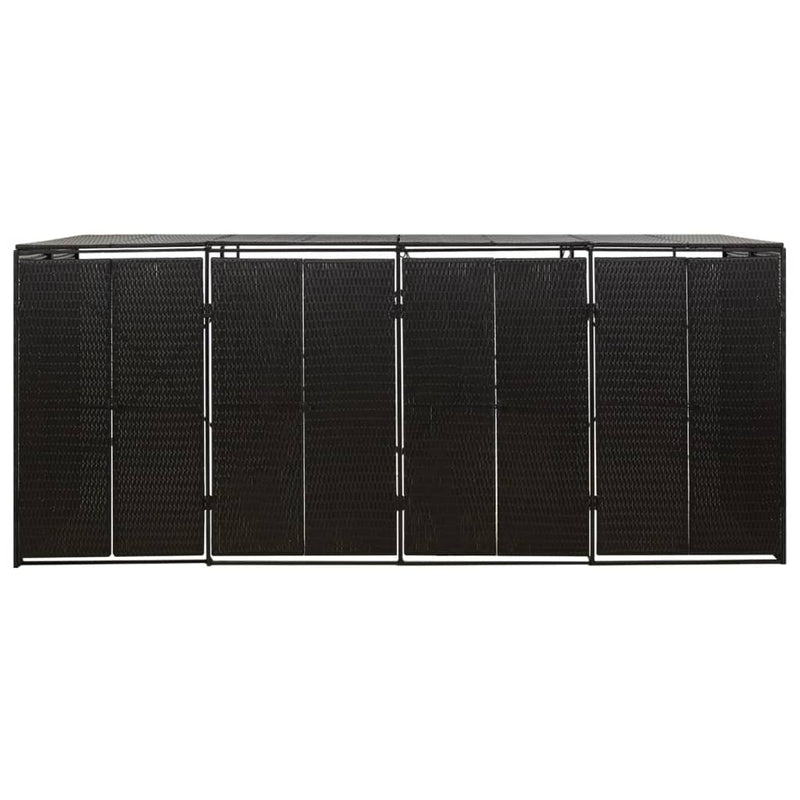 vidaXL fekete polyrattan négyes kerekeskuka tárolófészer 274x80x117 cm