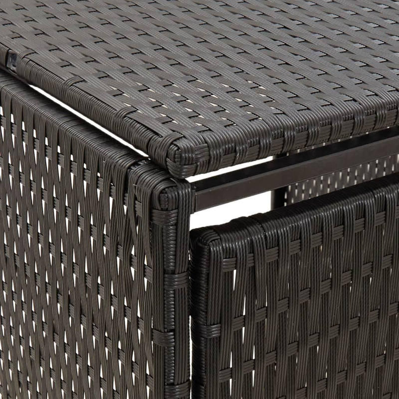 vidaXL fekete polyrattan négyes kerekeskuka tárolófészer 274x80x117 cm