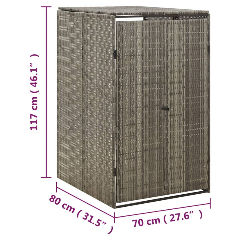 vidaXL szürke polyrattan kerekes kukatároló fészer 70 x 80 x 117 cm