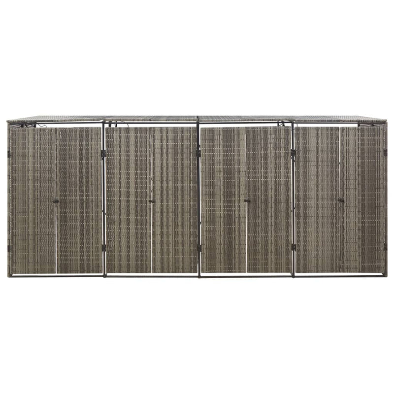 vidaXL szürke polyrattan négyes kerekeskuka tárolófészer 274x80x117 cm