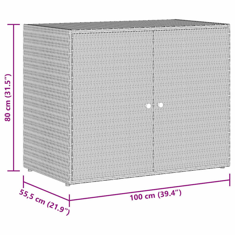 vidaXL fekete polyrattan kerti tárolószekrény 100 x 55,5 x 80 cm