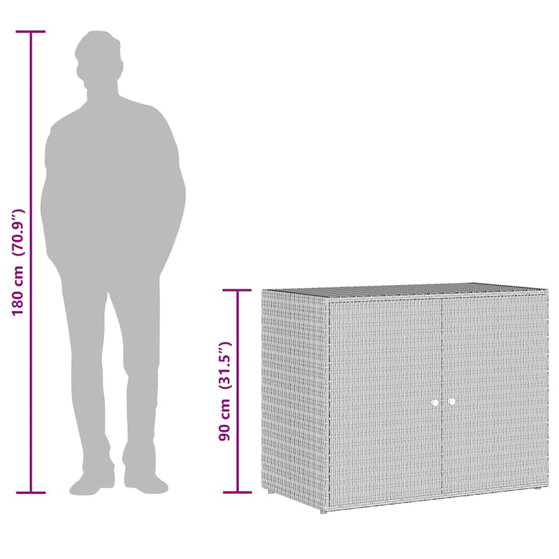 vidaXL fekete polyrattan kerti tárolószekrény 100 x 55,5 x 80 cm