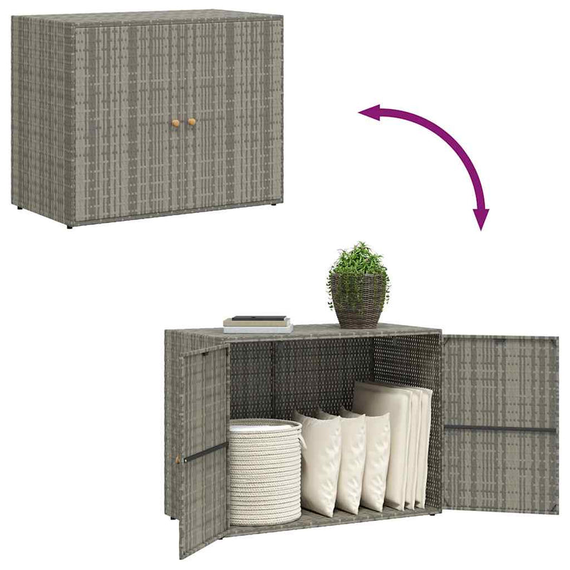 vidaXL szürke polyrattan kerti tárolószekrény 100 x 55,5 x 80 cm
