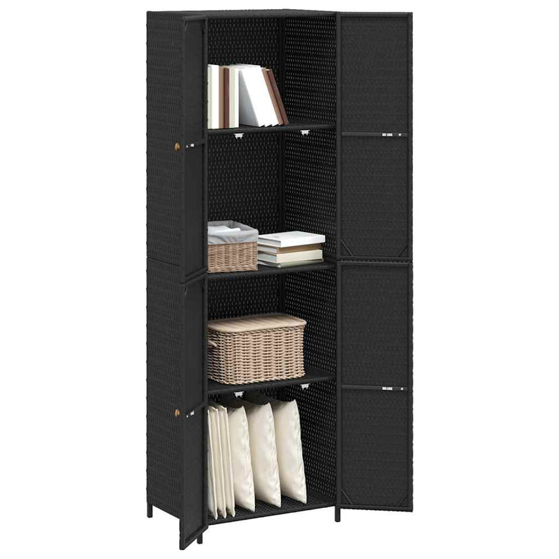 vidaXL fekete polyrattan kerti tárolószekrény 59 x 40 x 180 cm