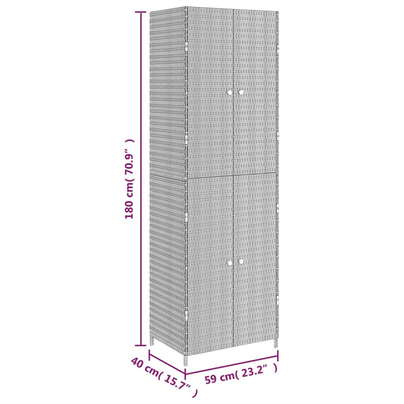 vidaXL fekete polyrattan kerti tárolószekrény 59 x 40 x 180 cm