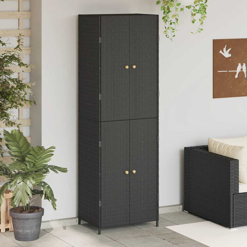 vidaXL fekete polyrattan kerti tárolószekrény 59 x 40 x 180 cm