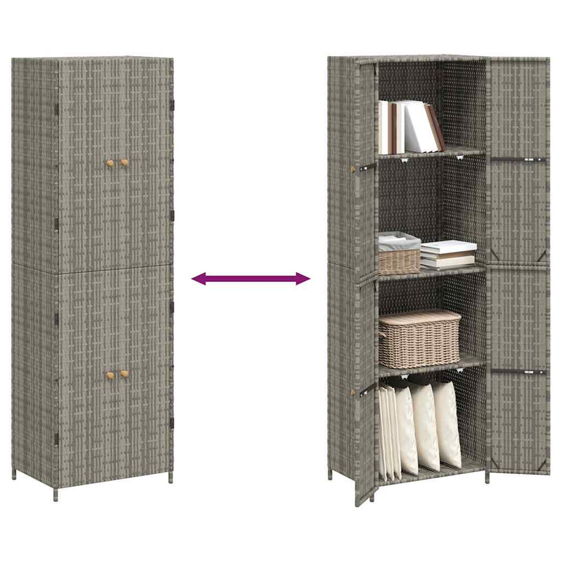 vidaXL szürke polyrattan kerti tárolószekrény 59 x 40 x 180 cm