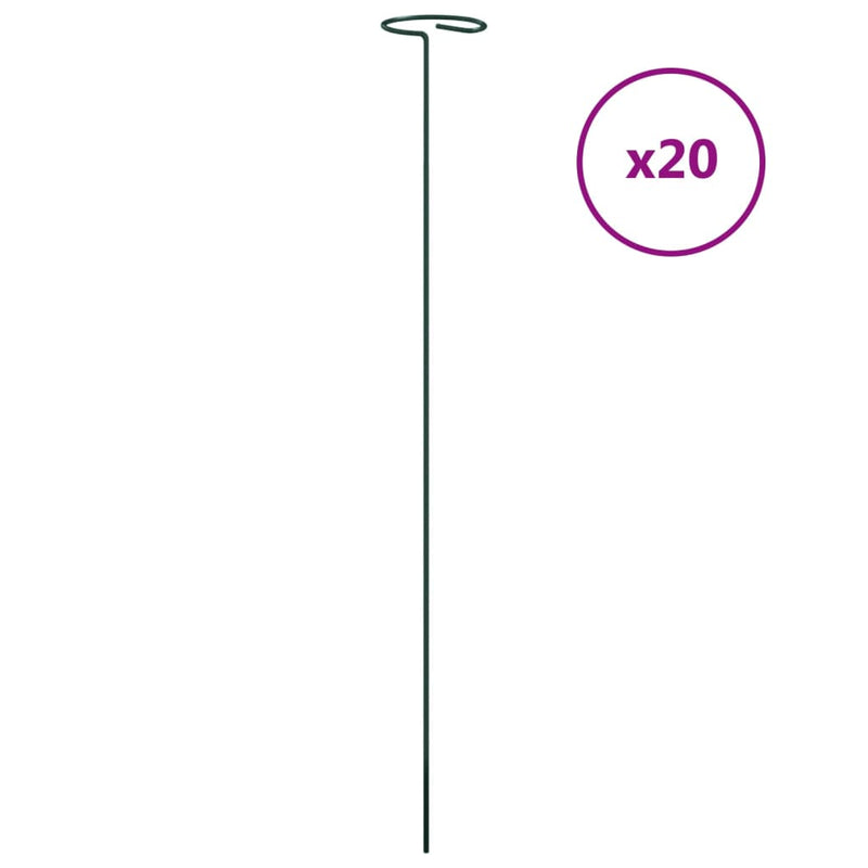 vidaXL 20 db sötétzöld acél kerti növénykaró 61 cm