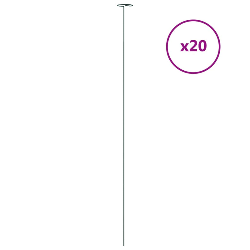 vidaXL 20 db sötétzöld acél kerti növénykaró 91 cm