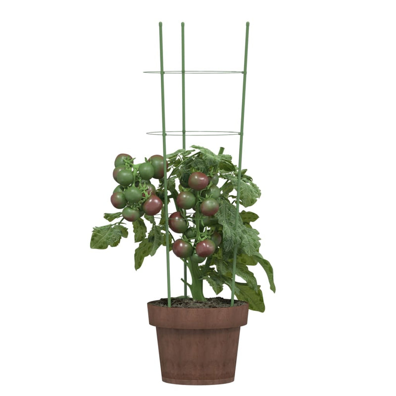 vidaXL 5 db zöld acél kerti növénytámasz 3 gyűrűvel 60 cm