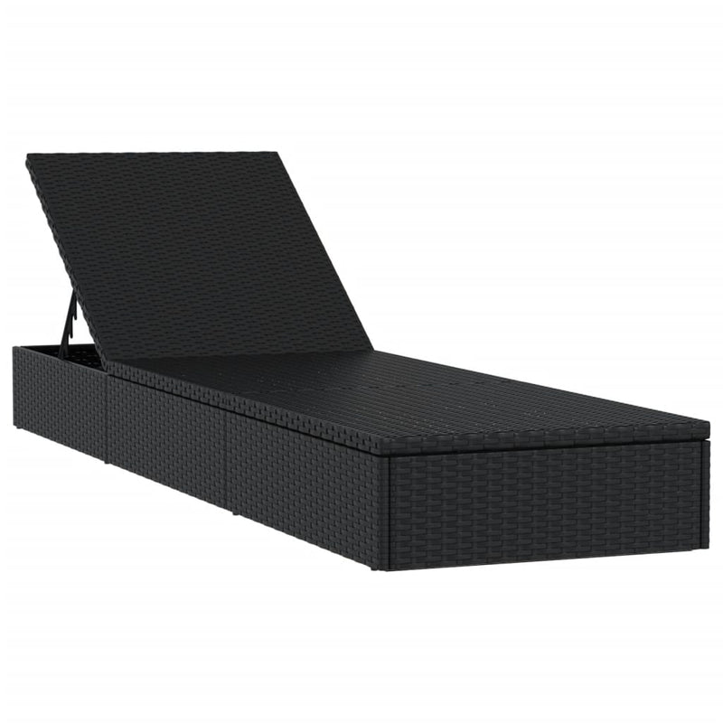 vidaXL 1 db fekete polyrattan napozóágy párnával 201 x 55 x 62 cm