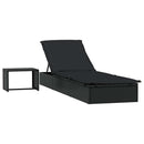 vidaXL 1 db fekete polyrattan napozóágy asztallal