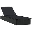 vidaXL 1 db fekete polyrattan napozóágy asztallal