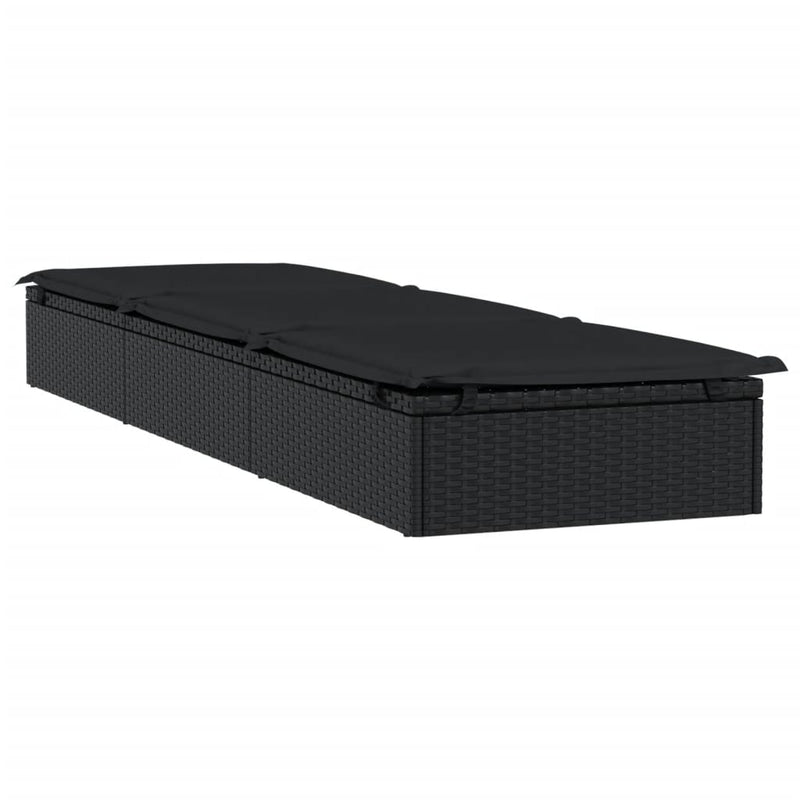 vidaXL 1 db fekete polyrattan napozóágy asztallal