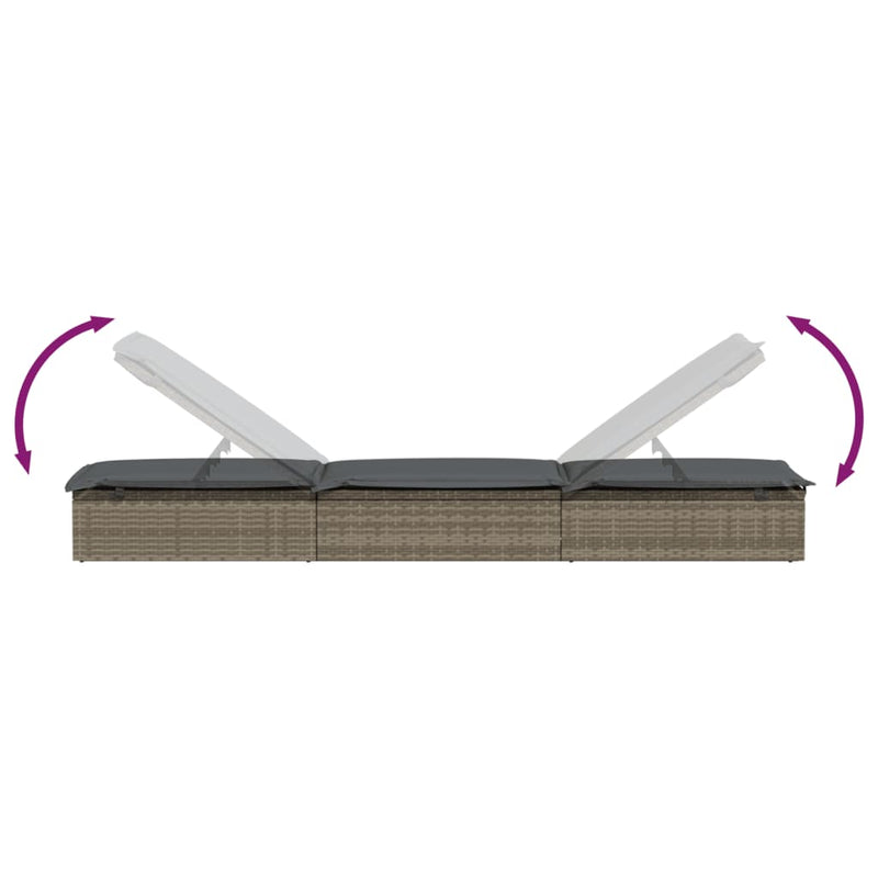 vidaXL 2 db szürke polyrattan napágy asztallal