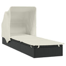 vidaXL fekete polyrattan napozóágy összecsukható tetővel 213x63x97 cm