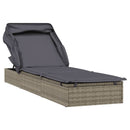 vidaXL szürke polyrattan napozóágy összecsukható tetővel 213x63x97 cm