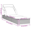 vidaXL szürke polyrattan napozóágy összecsukható tetővel 213x63x97 cm