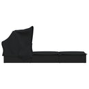 vidaXL fekete polyrattan napozóágy összecsukható tetővel 213x63x97 cm