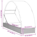 vidaXL fekete polyrattan napágy kerek tetővel 211 x 57 x 140 cm