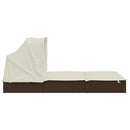 vidaXL 2 személyes barna polyrattan napágy tetővel 213 x 118 x 97 cm