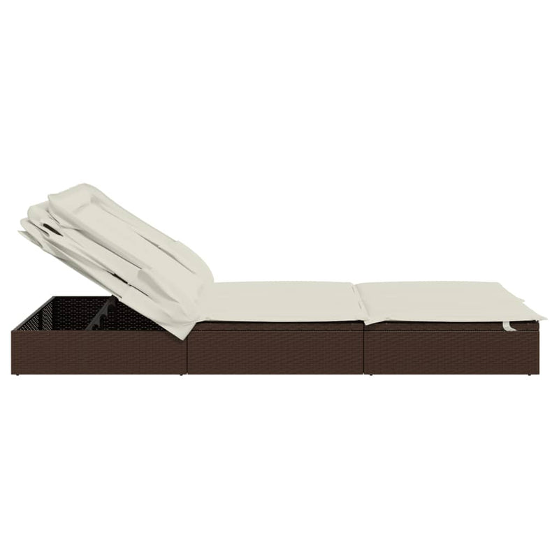 vidaXL 2 személyes barna polyrattan napágy tetővel 213 x 118 x 97 cm