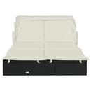 vidaXL 2 személyes fekete polyrattan napágy tetővel 213 x 118 x 97 cm