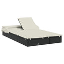 vidaXL 2 személyes fekete polyrattan napágy tetővel 213 x 118 x 97 cm