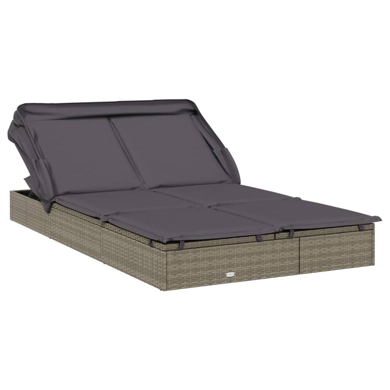 vidaXL 2 személyes szürke polyrattan napágy tetővel 213 x 118 x 97 cm