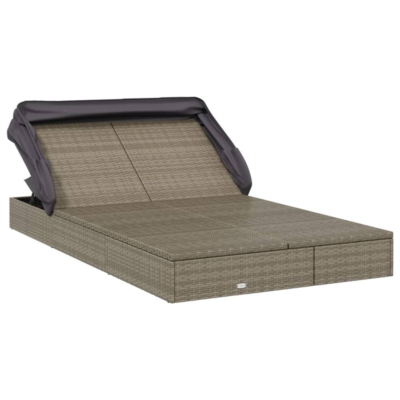vidaXL 2 személyes szürke polyrattan napágy tetővel 213 x 118 x 97 cm