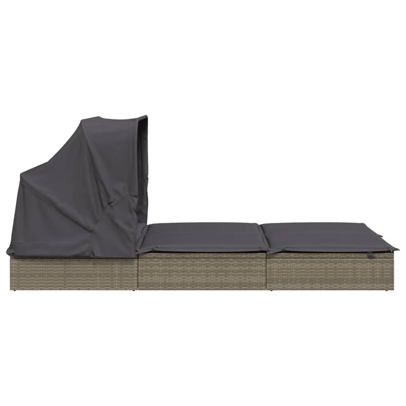 vidaXL 2 személyes szürke polyrattan napágy tetővel 213 x 118 x 97 cm