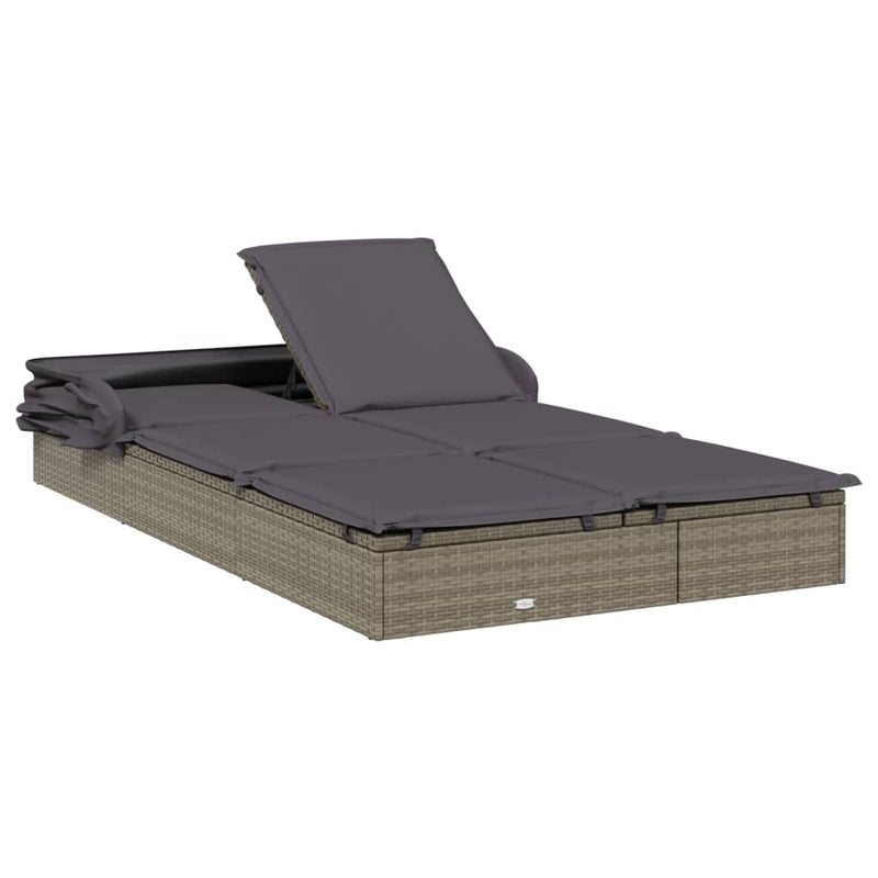 vidaXL 2 személyes szürke polyrattan napágy tetővel 213 x 118 x 97 cm