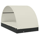 vidaXL 2 személyes fekete polyrattan napágy kerek tetővel 213x118x97cm