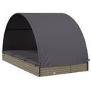 vidaXL 2 személyes szürke polyrattan napágy kerek tetővel 211x112x140