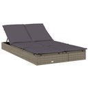 vidaXL 2 személyes szürke polyrattan napágy kerek tetővel 211x112x140