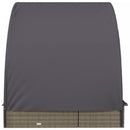 vidaXL 2 személyes szürke polyrattan napágy kerek tetővel 211x112x140